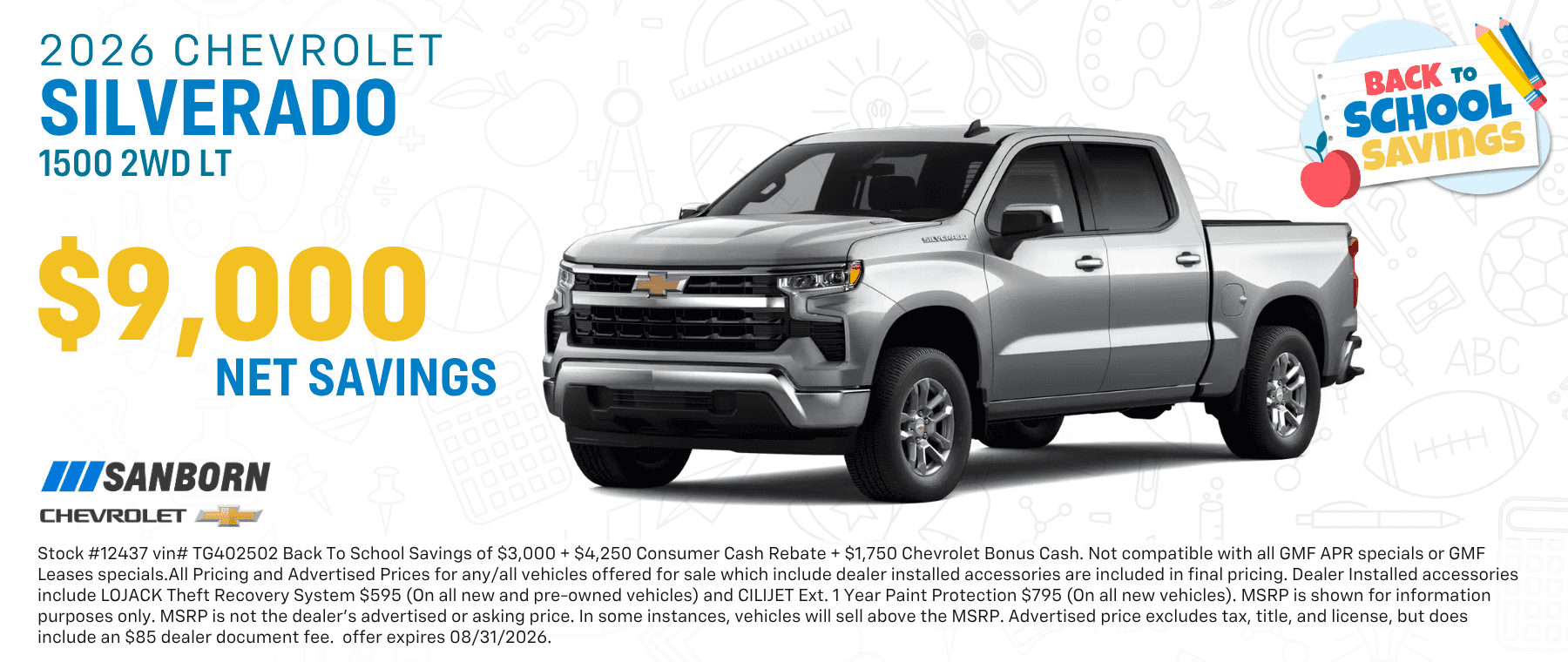 2026 Chevy Silverado 1500 net savings offer