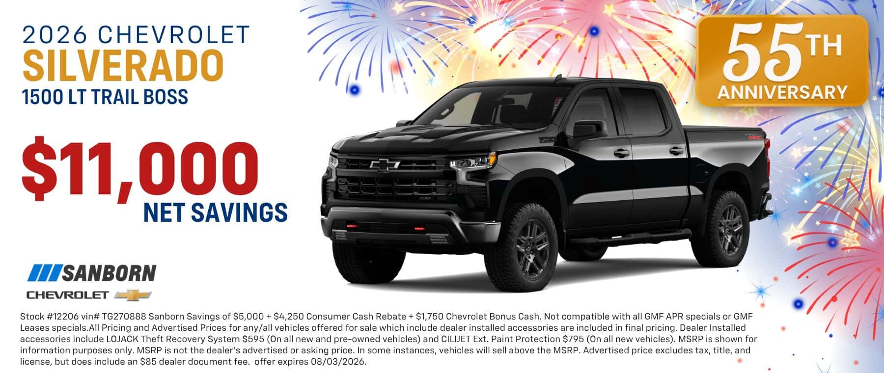 2026 Chevrolet Silverado 1500 Trail Boss $11,000 Net Savings