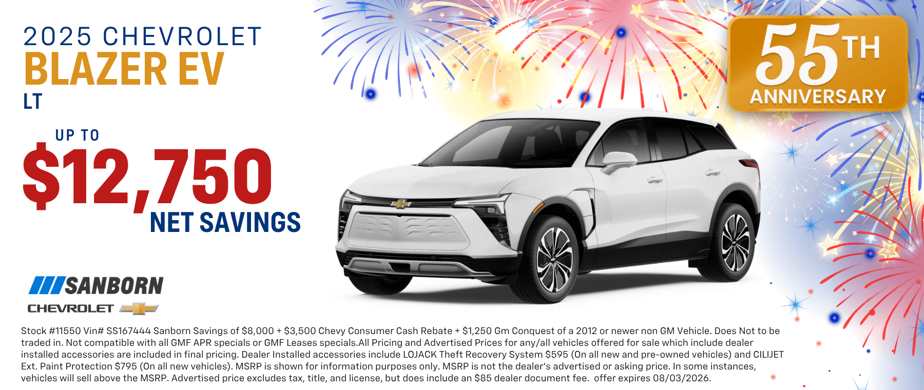 2026 Chevrolet Blazer EV LT $12,750 Net Savings
