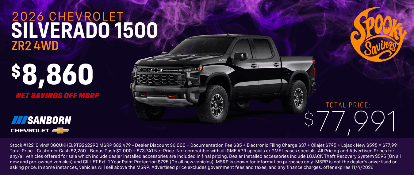 2026 Silverado 1500 ZR2 $8,860 net savings
