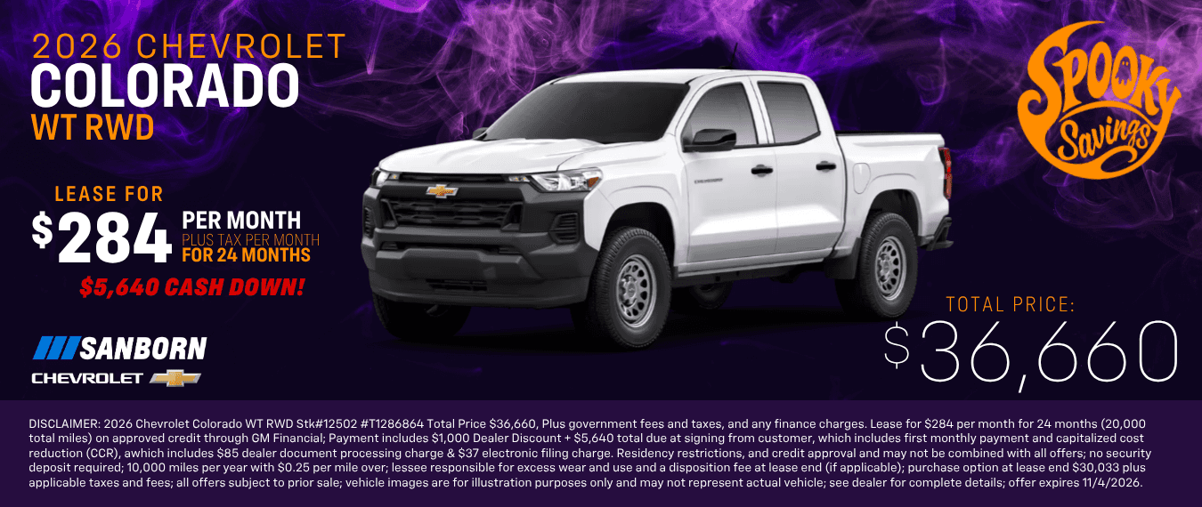 2026 Chevrolet Colorado $284 per month