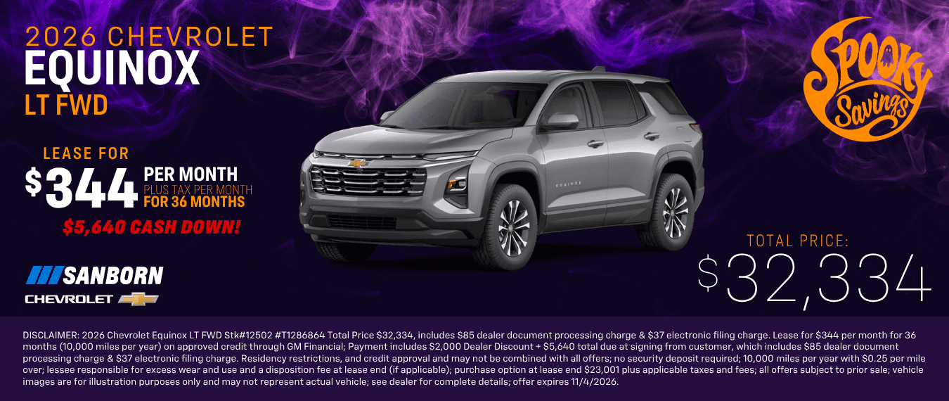 2026 Chevrolet Equinox $344 per month