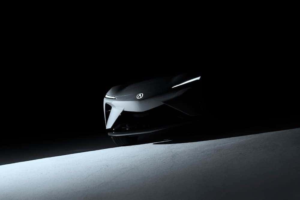 Grayscale front view of Acura