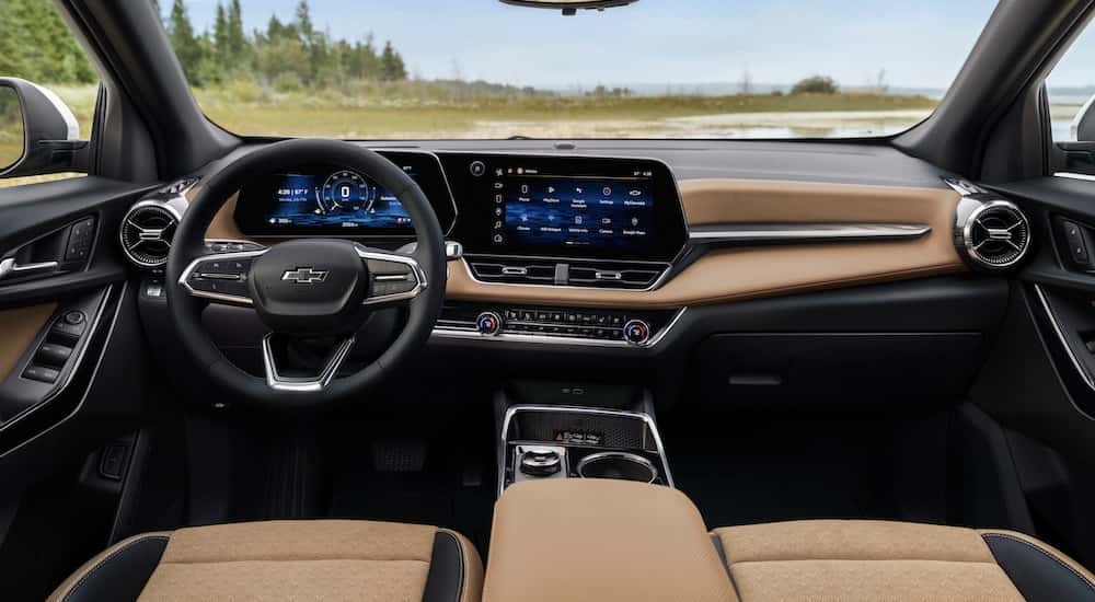 Tha tan interior of a 2025 Chevy Equinox for sale.