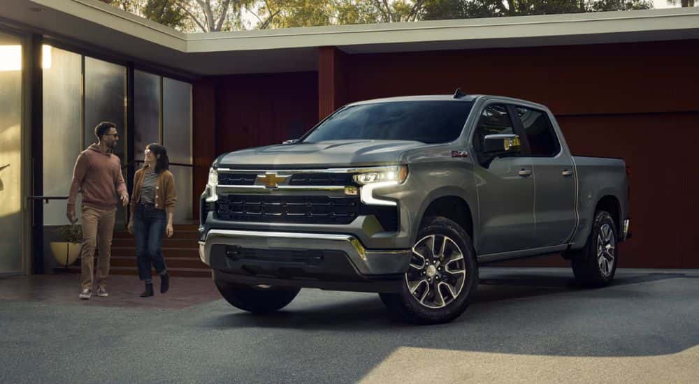 Grey 2026 Chevy Silverado 1500 parked in a driveway