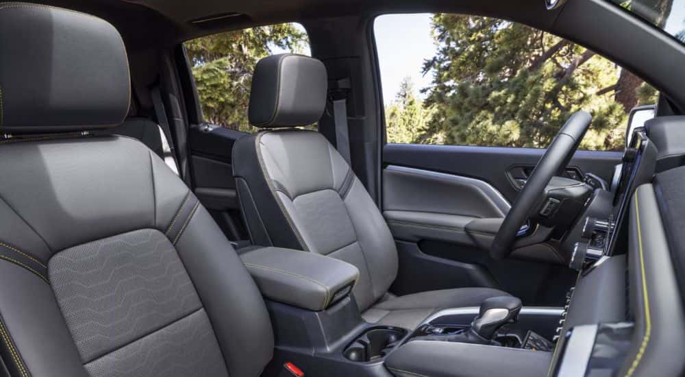 Interior view of a 2026 Chevy Colorado driver and passenger seats.