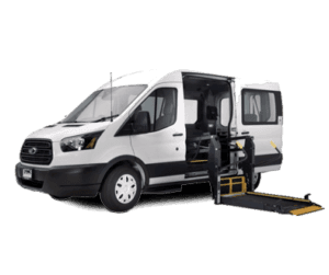 white wheelchair accessible van with lift