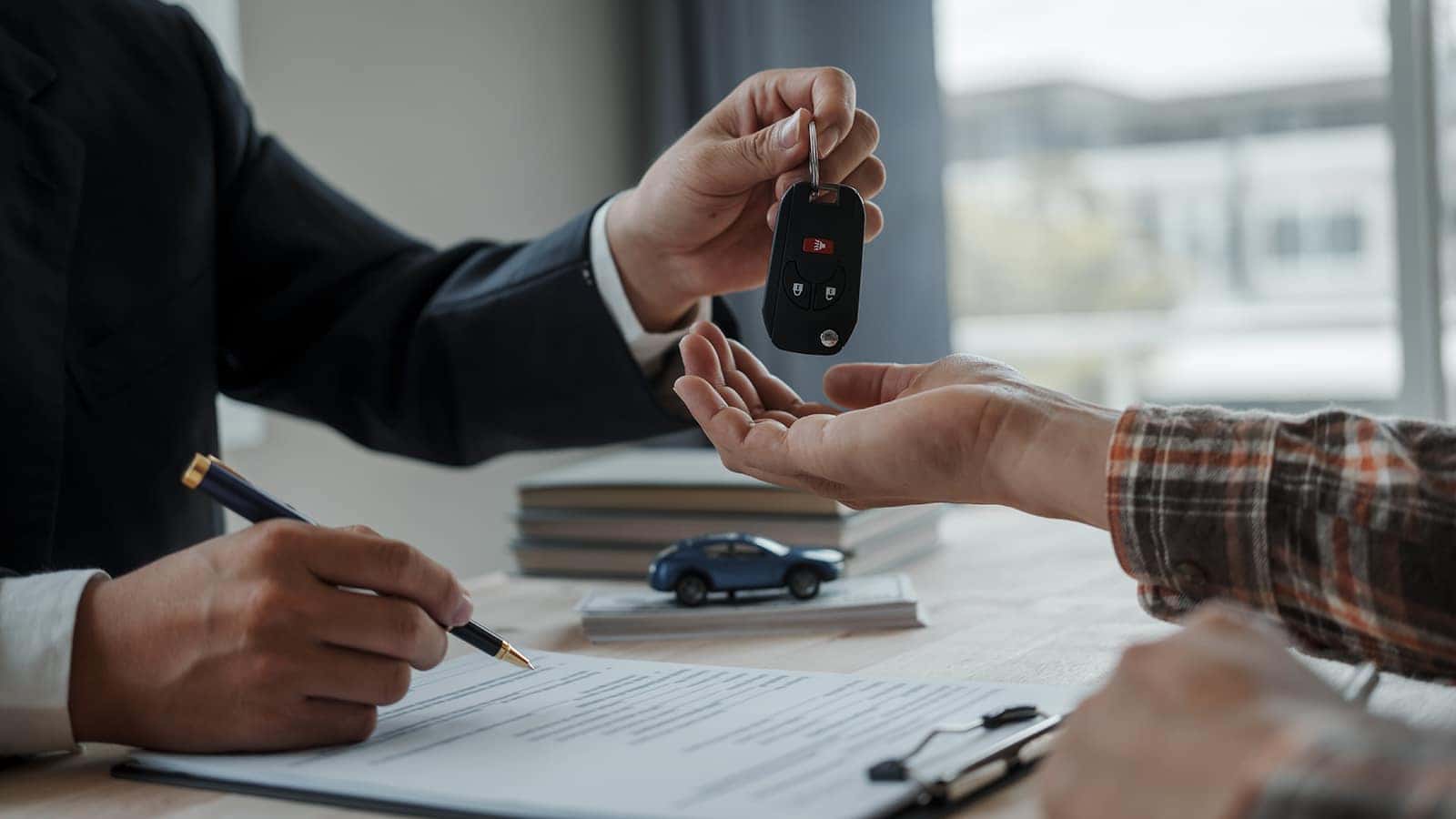 getting keys in auto finance center after buying car