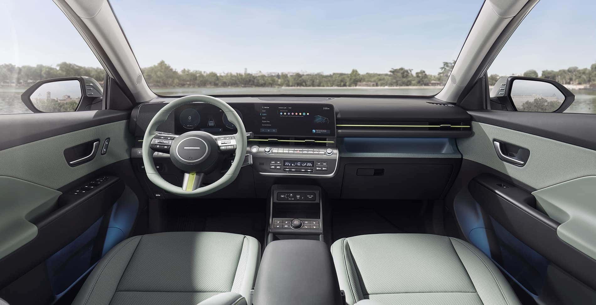 2026 Hyundai Kona interior front view and infotainment system