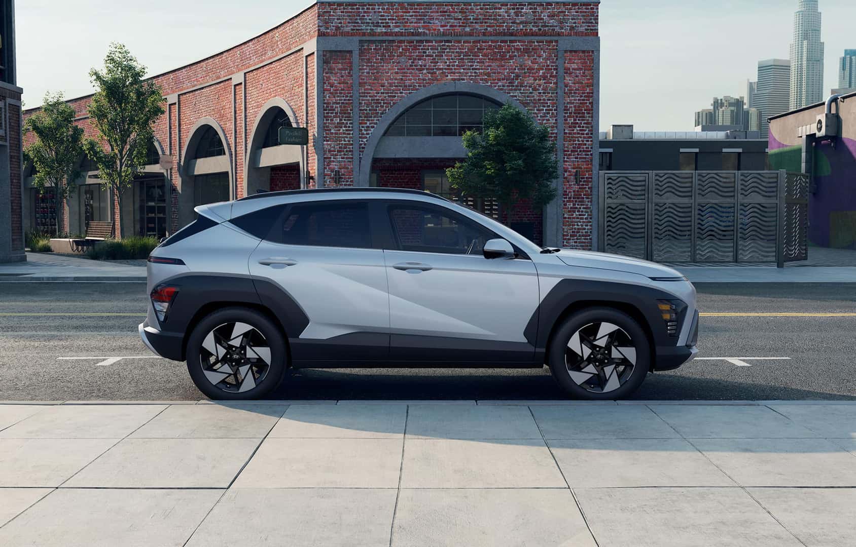 2026 Hyundai Kona white SUV side profile view